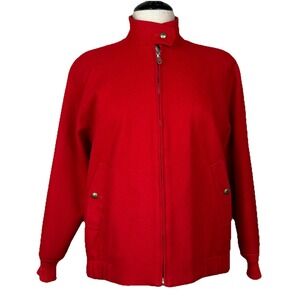 Vtg Pendleton Jacket Womens‎ S 100% Wool Red Zip Bomber Coat Made in USA Classic